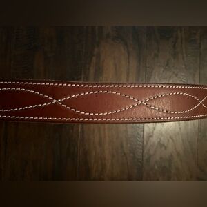 Men's Brown Leather Belt with White Stitching
